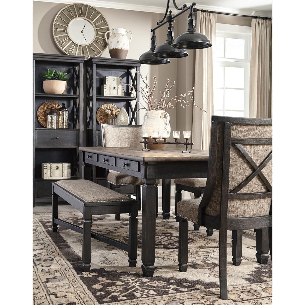 Ashley Tyler Creek 3-Drawer Dining Table in Antique Black and Weathered Oak - Table Only, , large