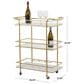 Maple and Jade 3-Shelf Bar Cart with Handle in Satin Gold and White Marble, , large
