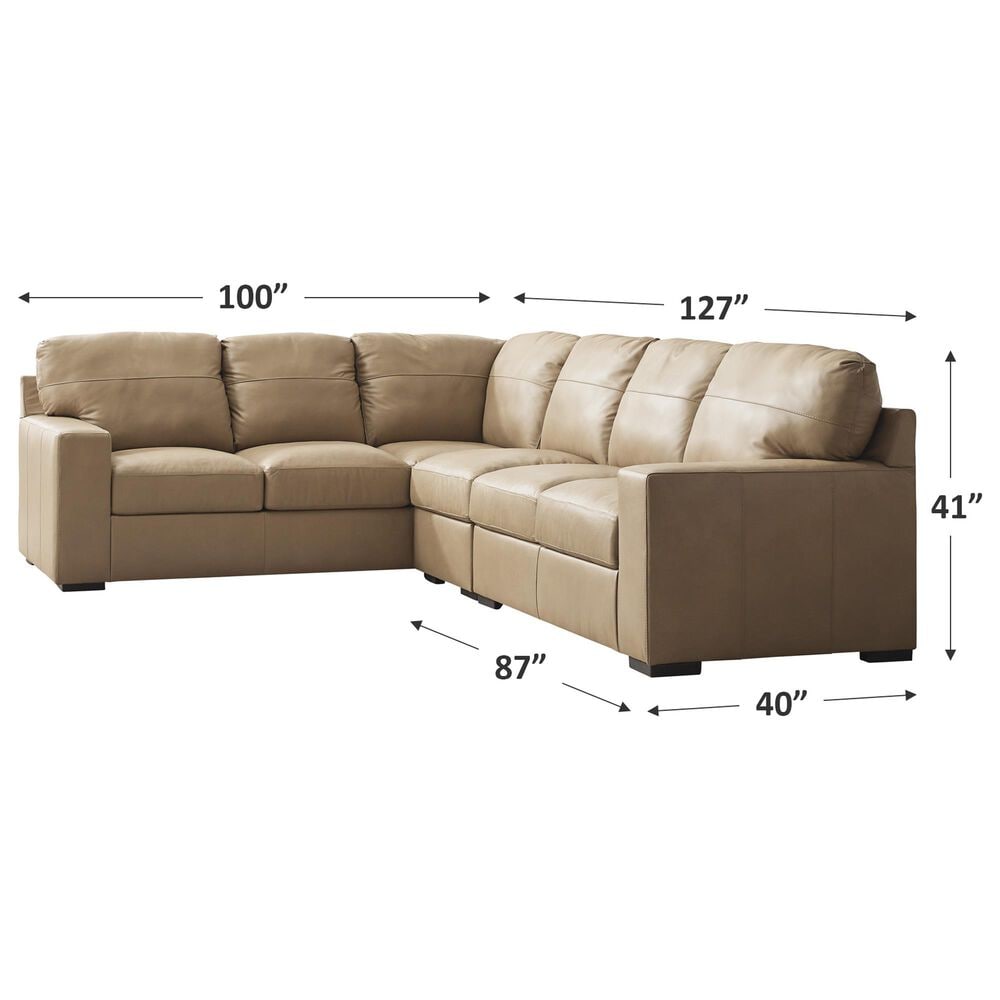 Ashley 3-Piece Leather Sectional in Brown, , large