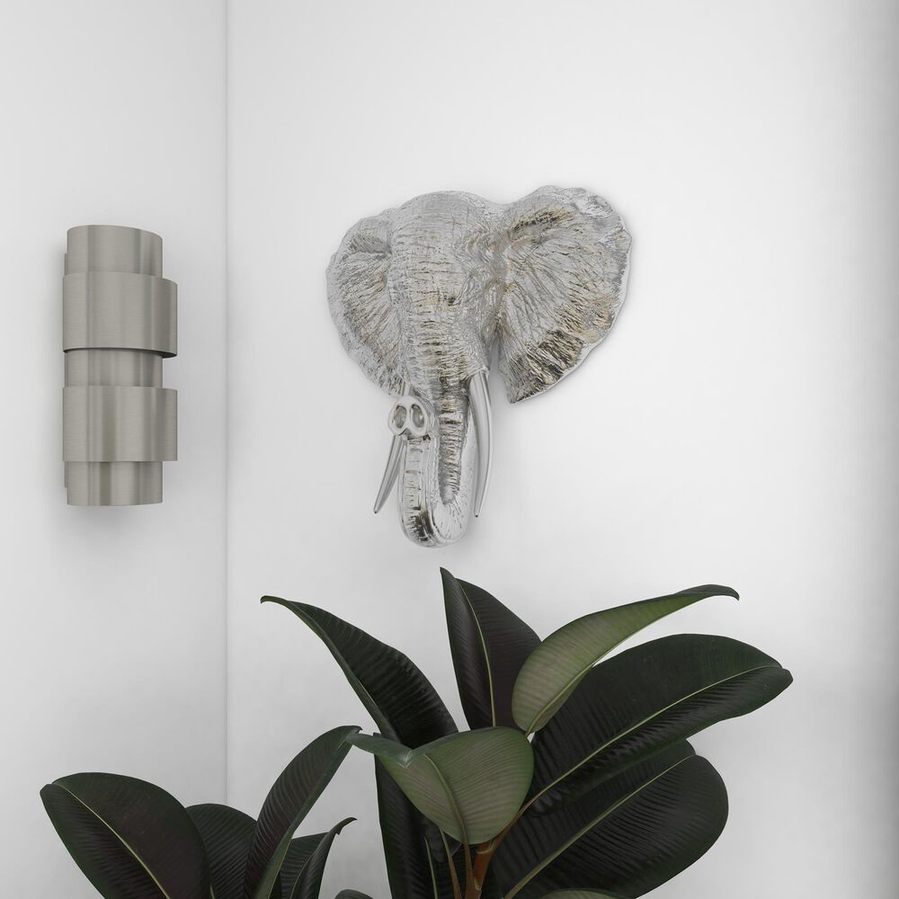 Maple and Jade 16" x 16" Eclectic Elephant Head Wall Decor in Silver, , large