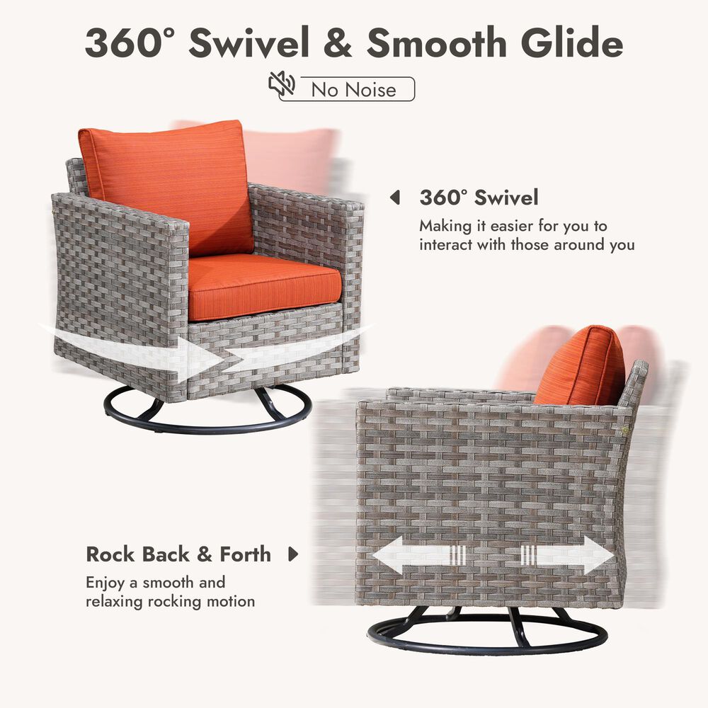HOMLUX 10-Piece Outdoor Patio Wicker Sectional Furniture Set in Orange Red, , large