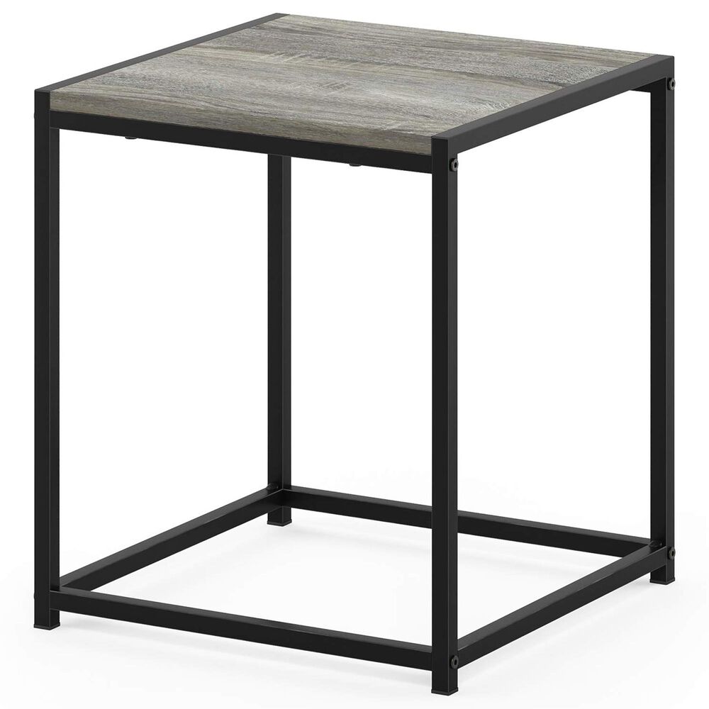 HOMLUX 1-Tier End Table in French Oak Grey and Black, , large