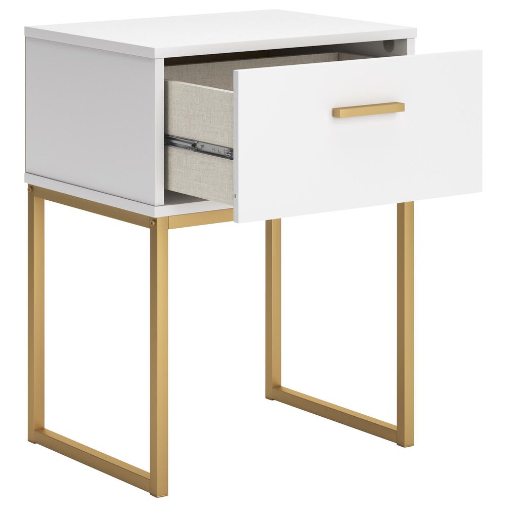 Ashley Socalle 1-Drawer Nightstand in Matte White and Gold, , large