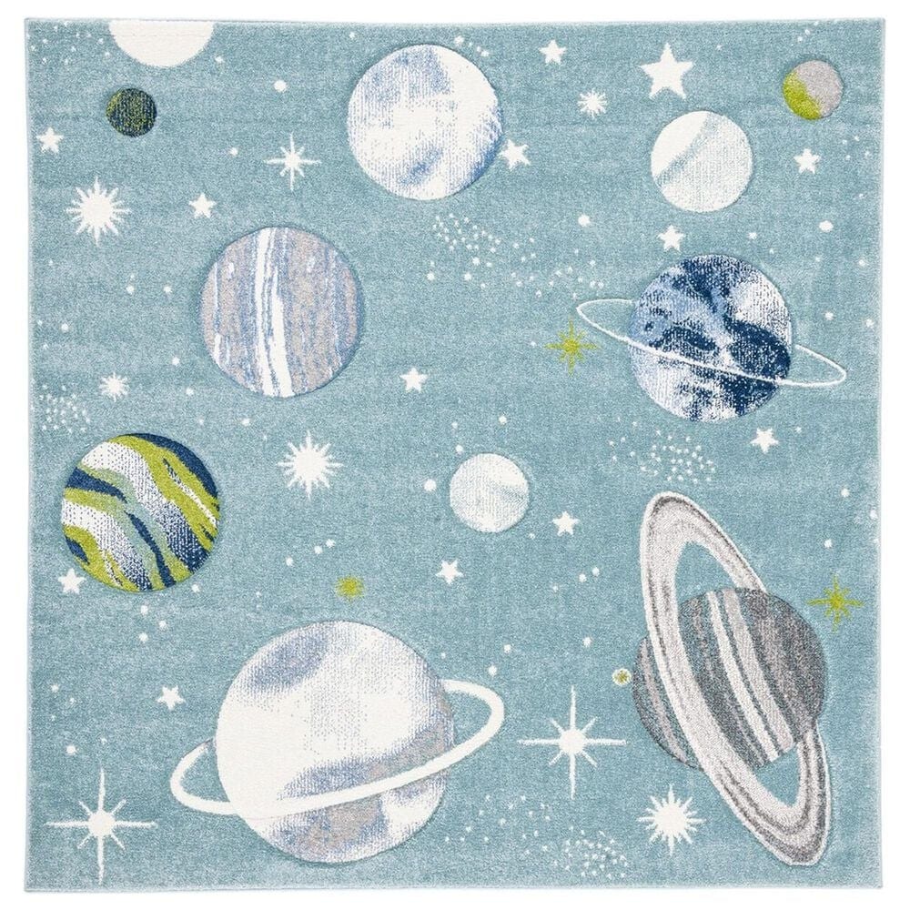 Safavieh Carousel 5"3" Square Teal and Ivory Kids Area Rug, , large