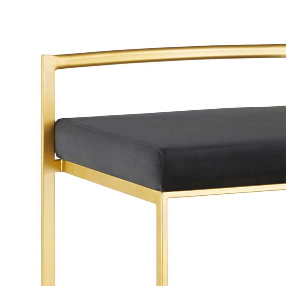 Lumisource Fuji Stackable Barstool with Black Velvet Cushion in Gold &#40;Set of 2&#41;, , large