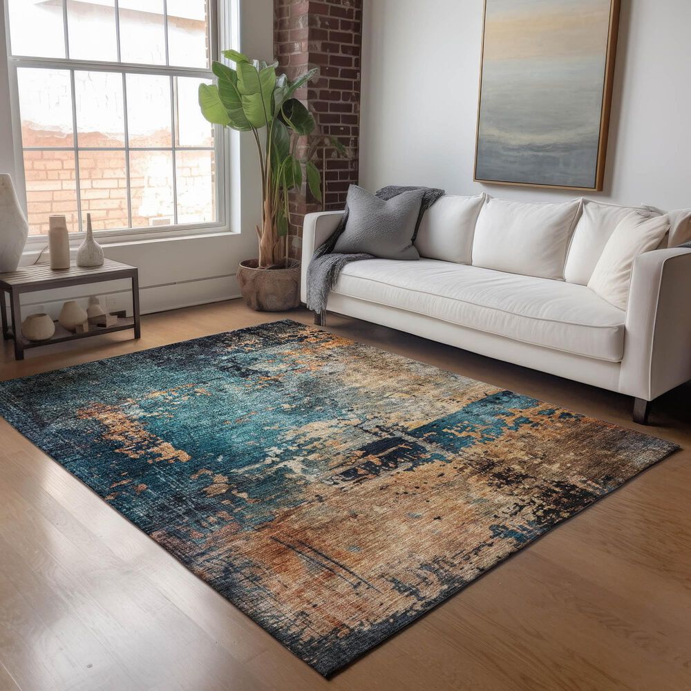 Dalyn Rug Company Nouveau NV14 3&#39; x 5&#39; Teal Indoor/Outdoor Area Rug, , large