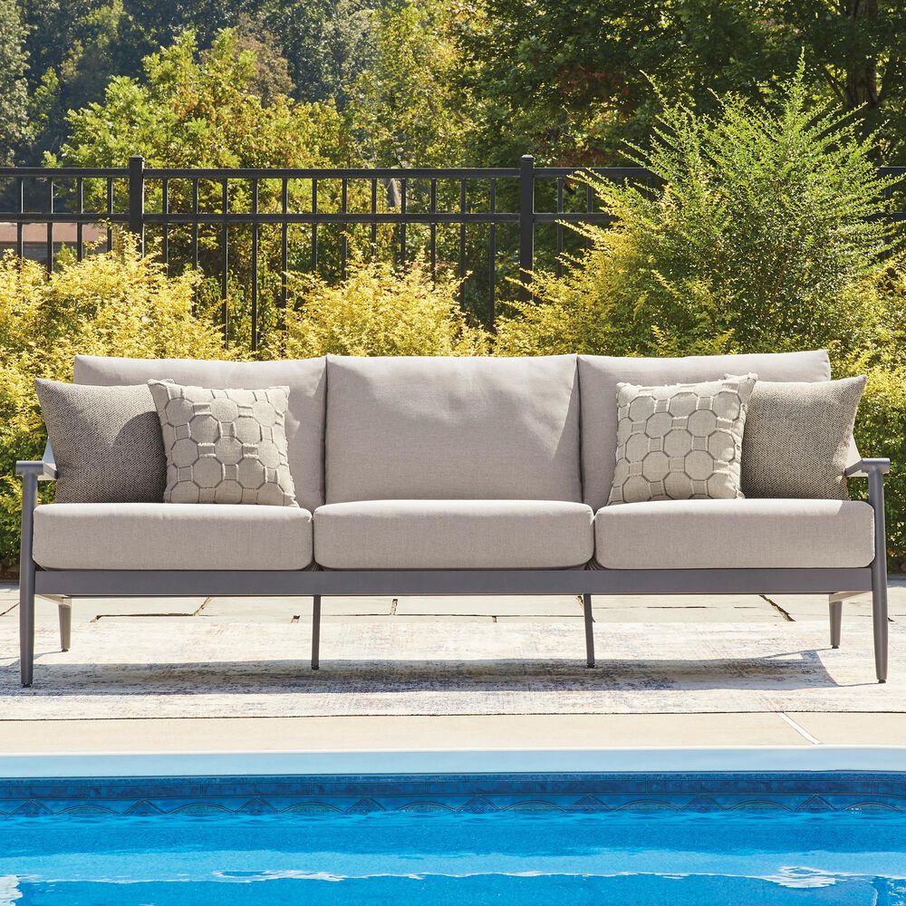 Ashley Ocean Beach Stationary Sofa with Cushions in Gray, , large