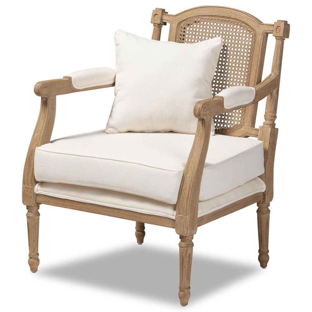 Baxton Studio Clemence Arm Chair in Ivory, , large