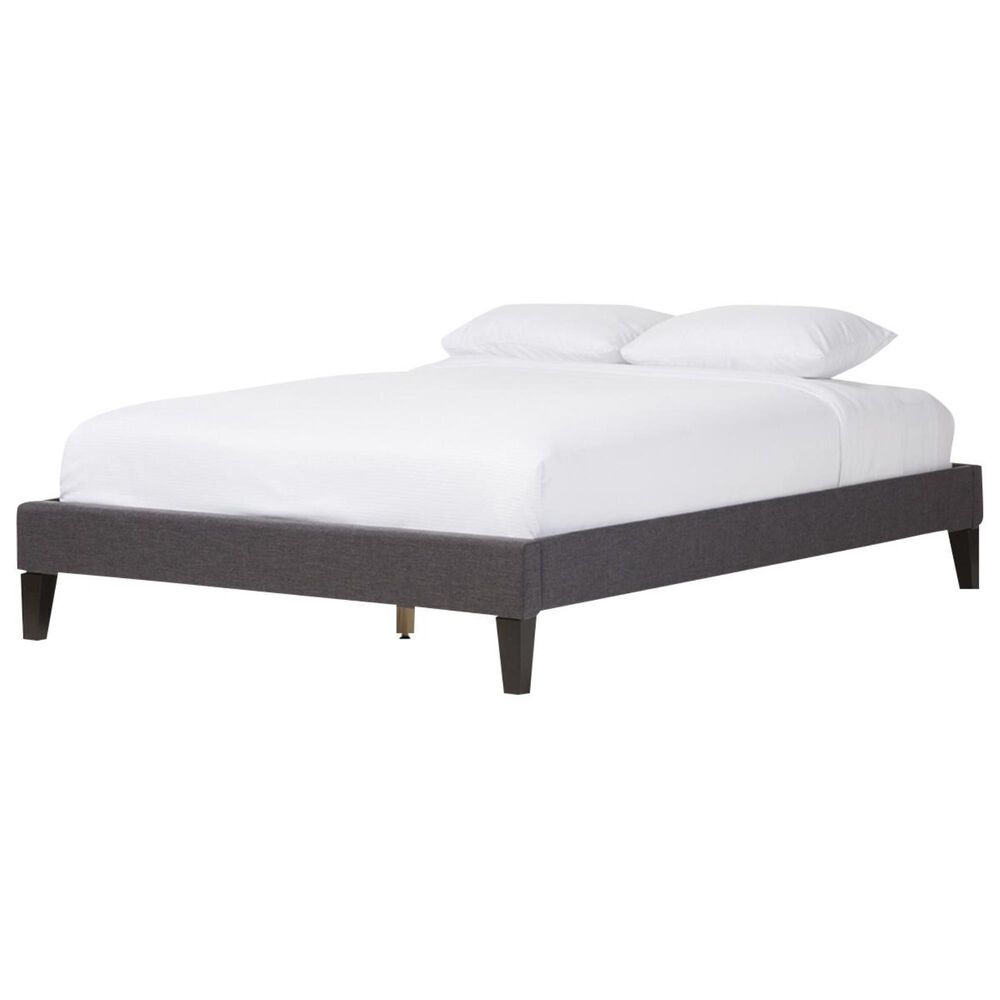 Baxton Studio Lancashire Queen Upholstered Bed in Dark Grey, , large