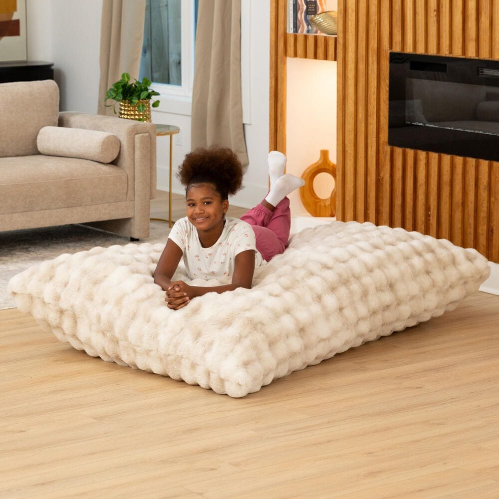 Jaxx LoungePuff Floor Bean Bag Cushion in Phantom Cream, , large