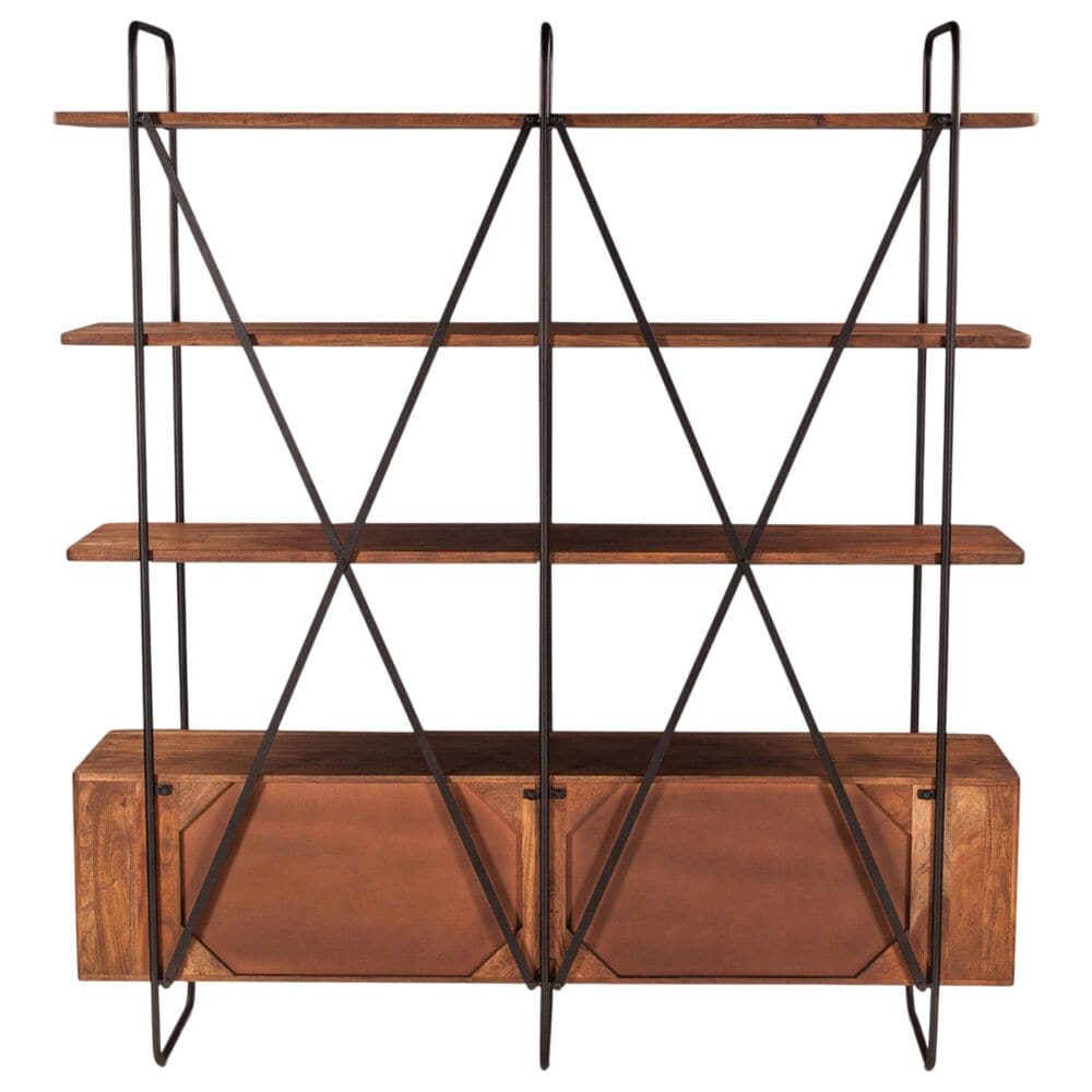 Home Trends &amp; Design Verbania 4-Shelf Bookshelf in Pecan Brown, , large