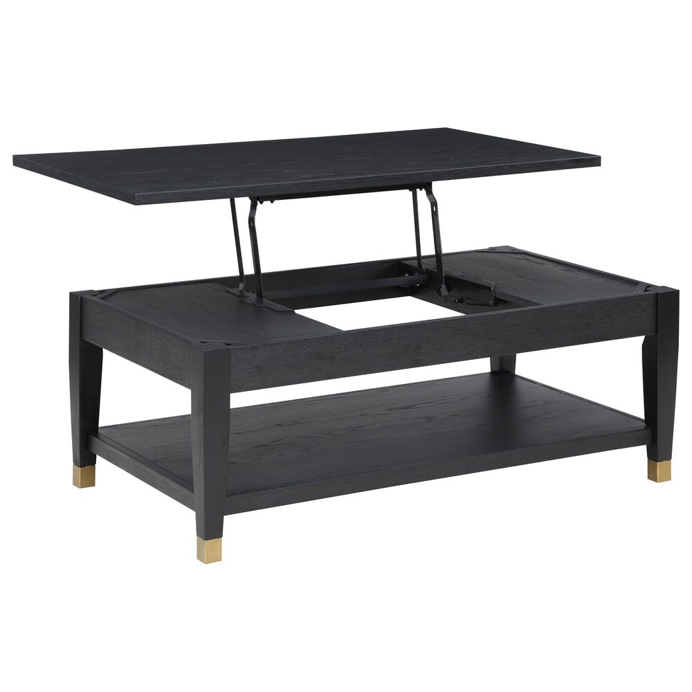 Steve Silver Furniture Yves Lift-Top Cocktail Table in Rubbed Charcoal and Brushed Brass, , large