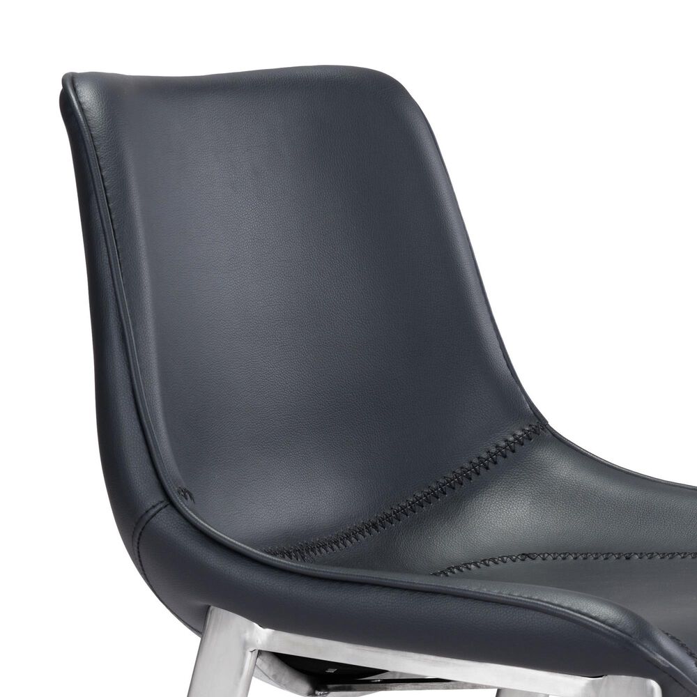 Zuo Modern Magnus Counter Stool in Black and Silver &#40;Set of 2&#41;, , large