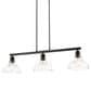 Golden Lighting Carver 3-Light Linear Pendant with Clear Shade in Matte Black, , large