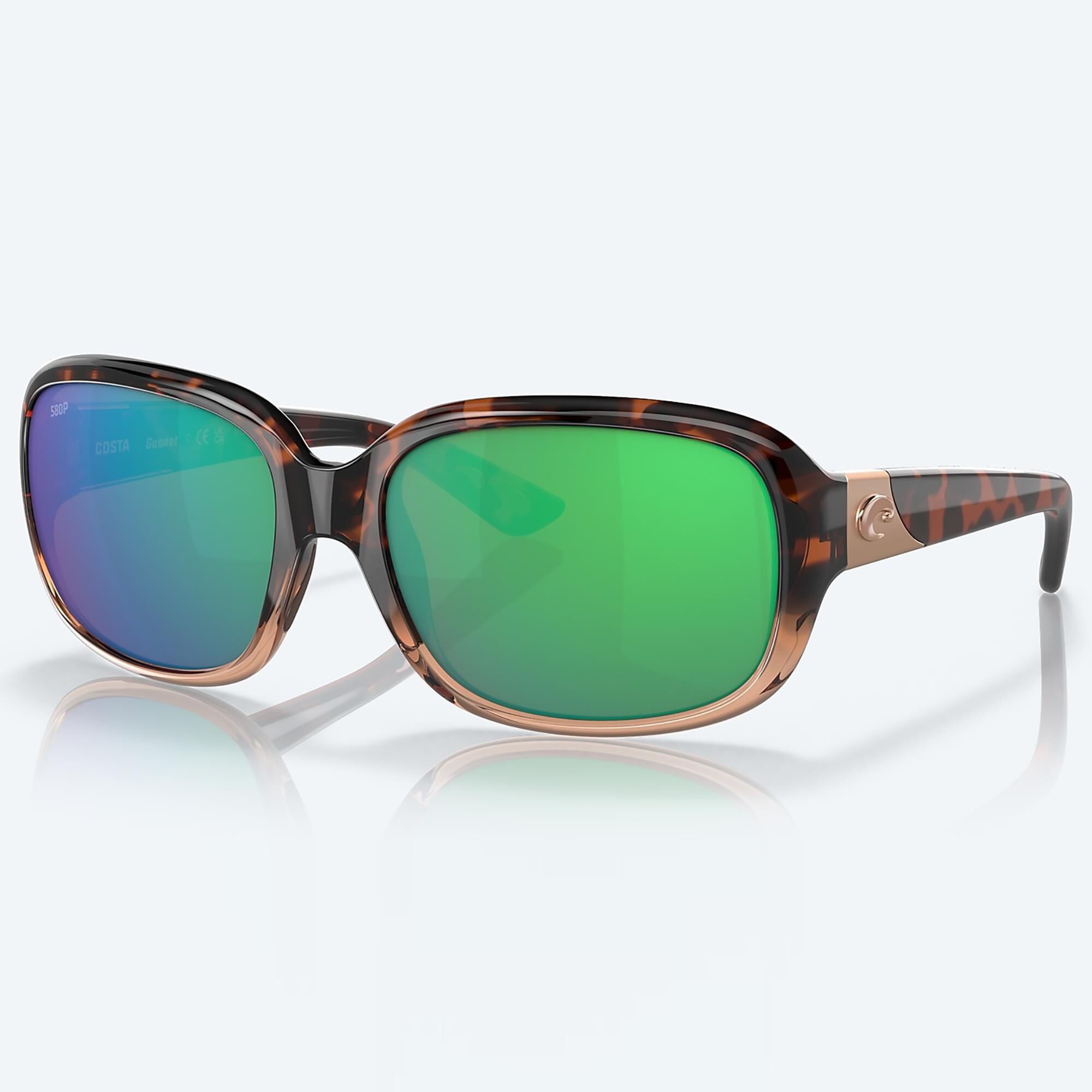 Costa Gannet Sunglasses with Green Mirror Lenses in Shiny