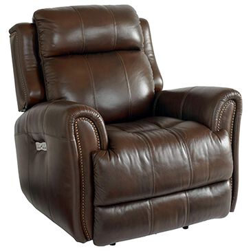 Bassett Marquee Leather Wall Recliner with Power Headrest in Chocolate, , large