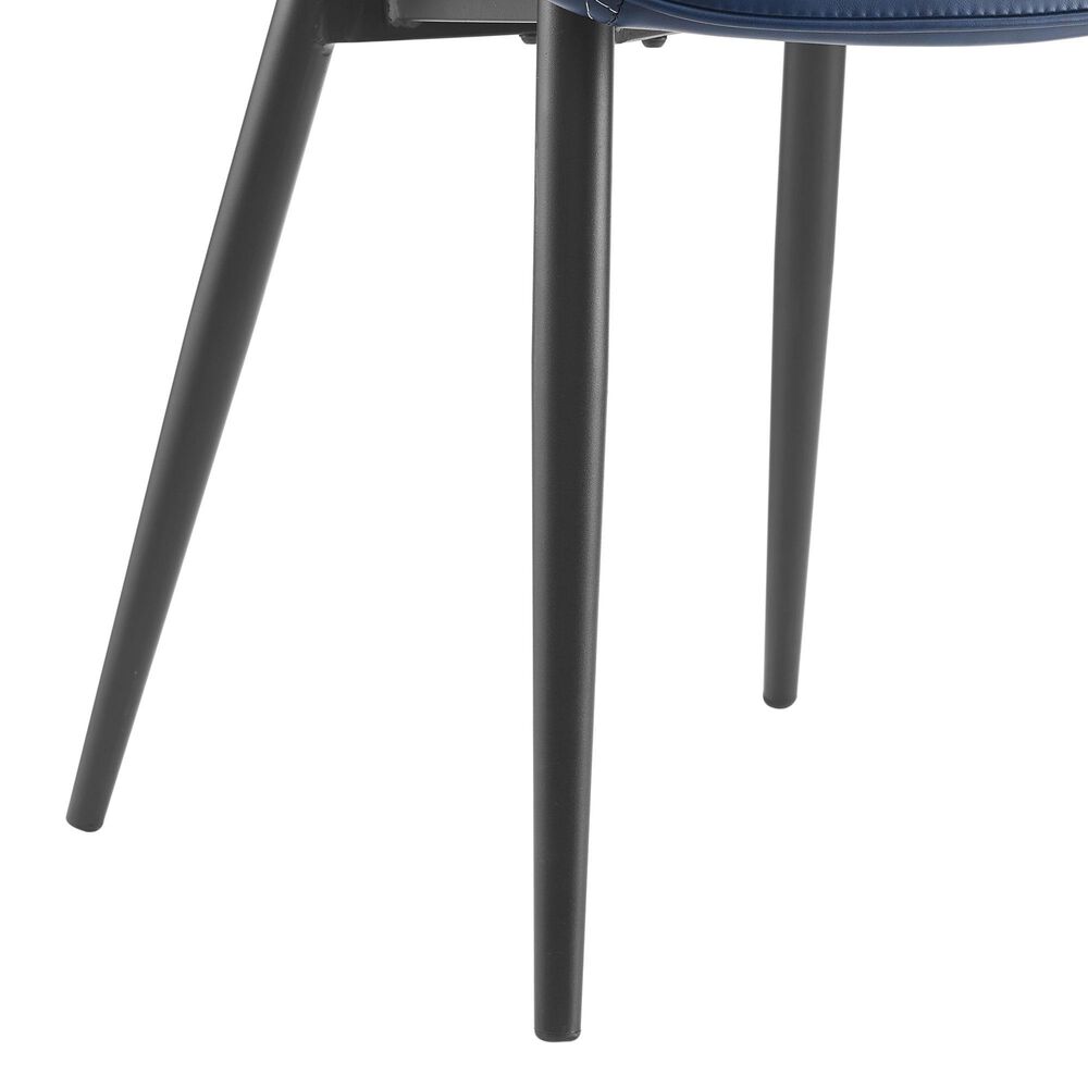 Linon Home Decor Edler Side Chair with Blue Upholstery in Black (Set of 2), , large