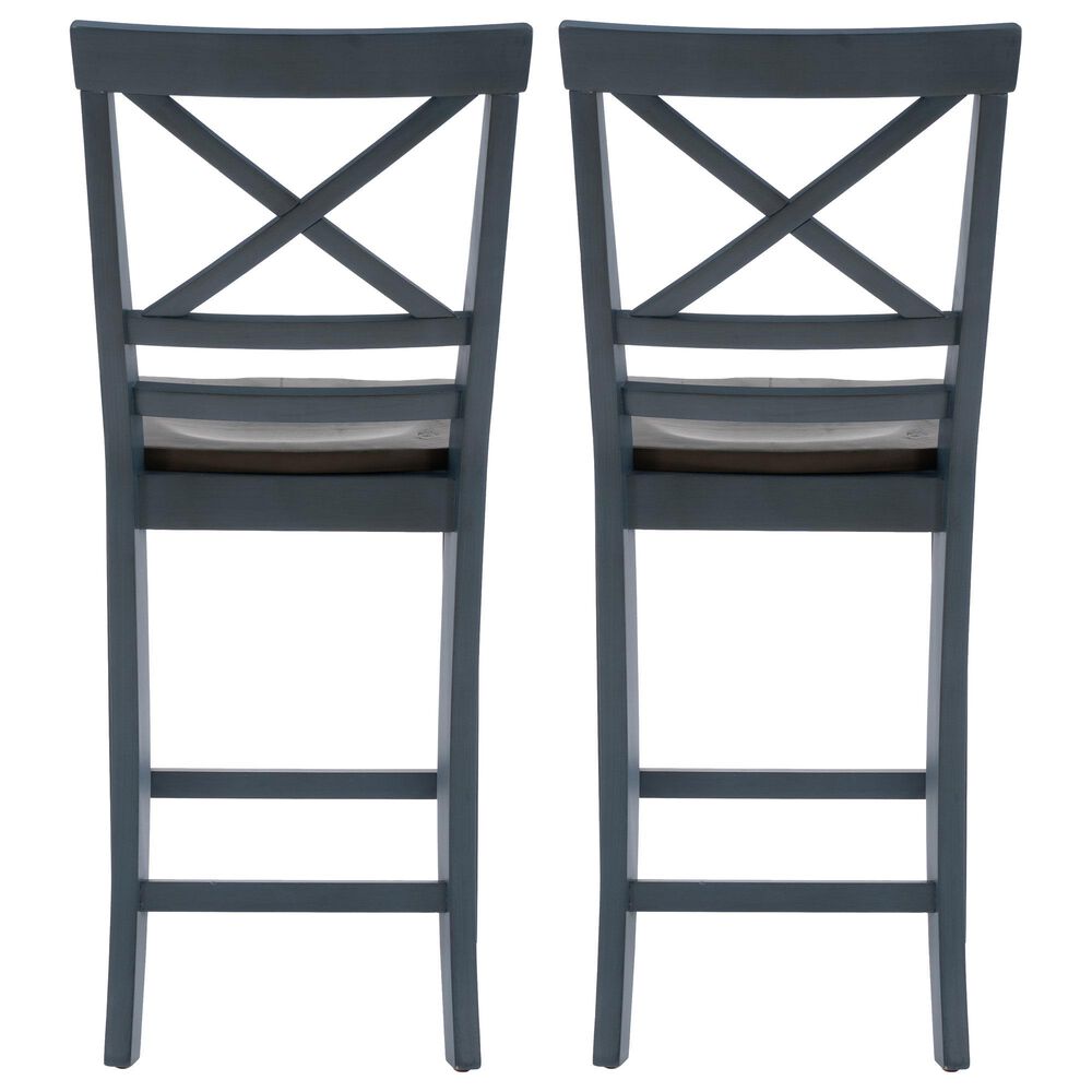 Linon Home Decor Aliza Counter Stool in Blue and Dark Grey (Set of 2), , large