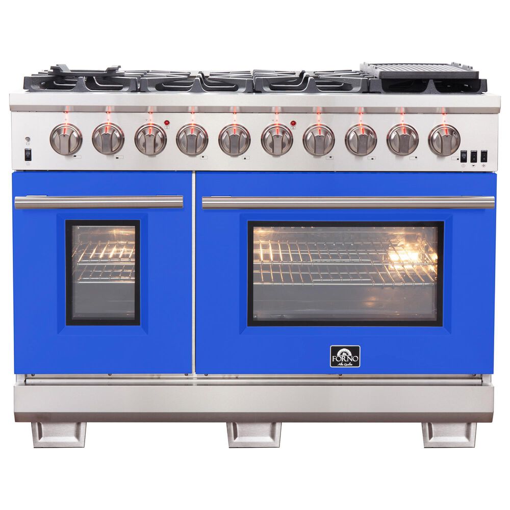 Forno Capriasca 48" Freestanding Gas Range in Blue and Stainless Steel, , large