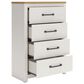 Ashley Linnocreek 4-Drawer Drawer Chest in White and Warm Brown, , large