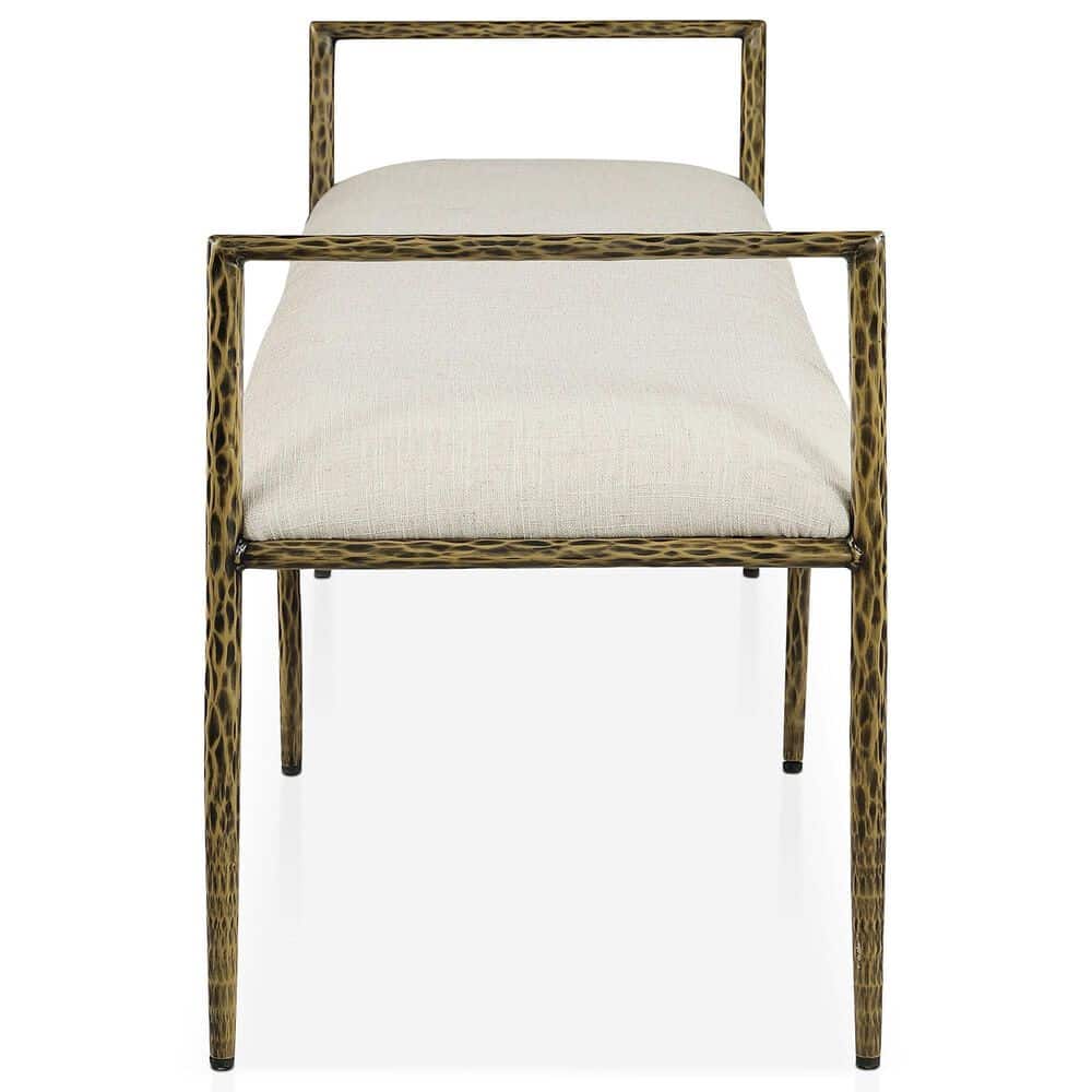 Furniture of America Lalia Metal Padded Upholstered Bench in Matte Gold, , large