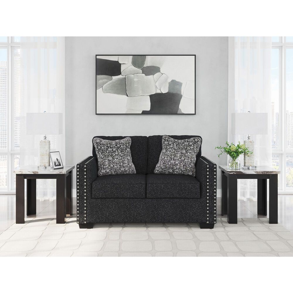 Ashley Jasmine Peaks Stationary Loveseat in Coal, , large
