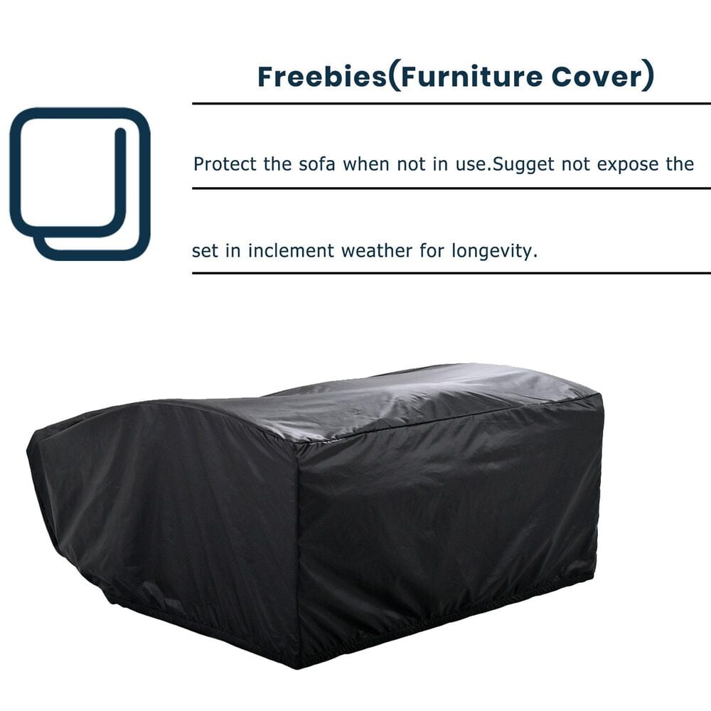 HOMLUX Wicker Rattan Double Chaise Lounge in White, , large