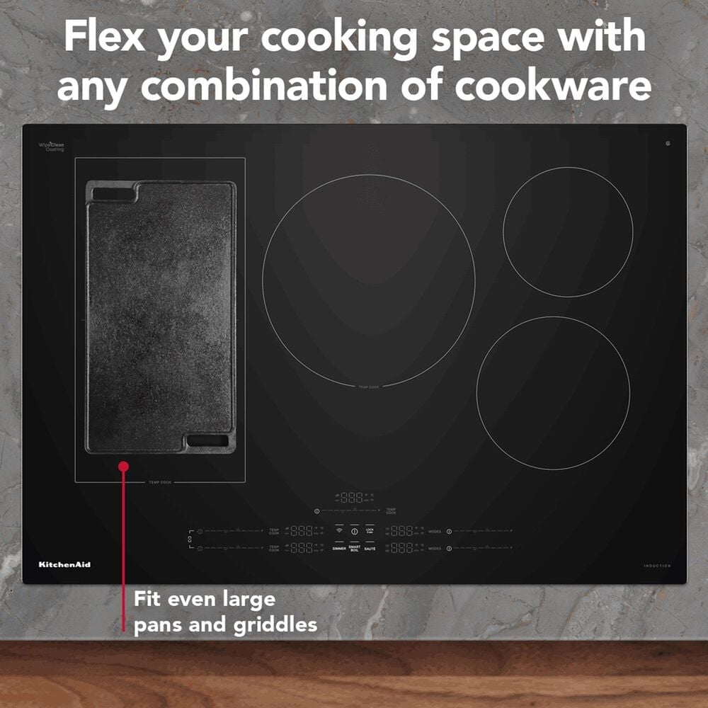 KitchenAid 30&quot; Induction Cooktop with 5 Cooking Zones in Black, , large