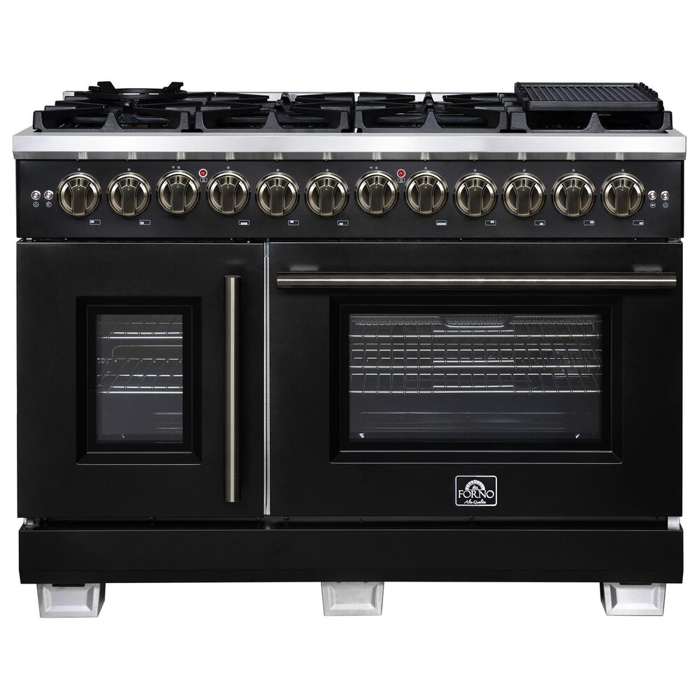 Forno Capriasca 48" Freestanding French Door Dual Fuel Range in Black, , large