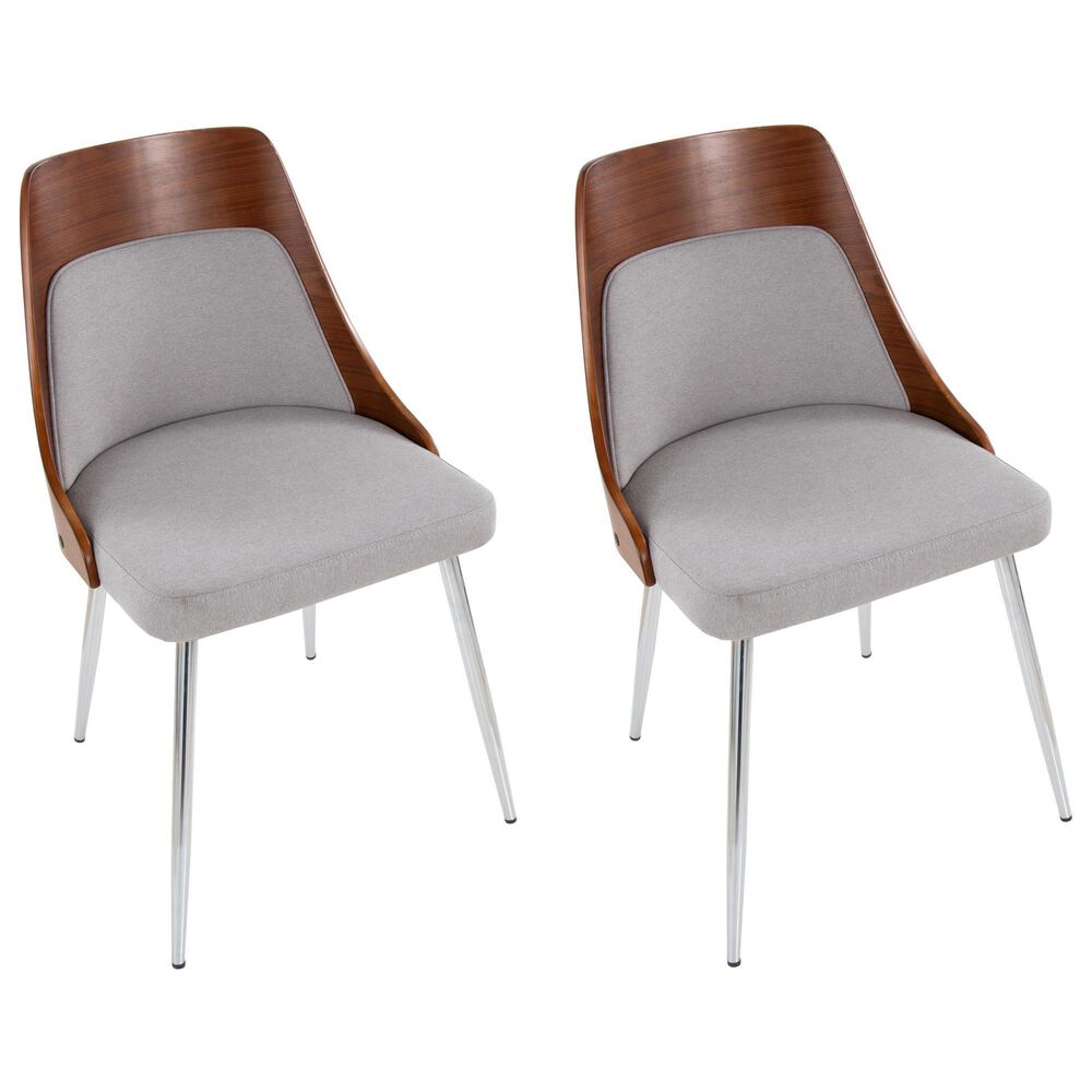 Lumisource Anabelle Side Chair with Grey Cushion in Chrome and Walnut &#40;Set of 2&#41;, , large