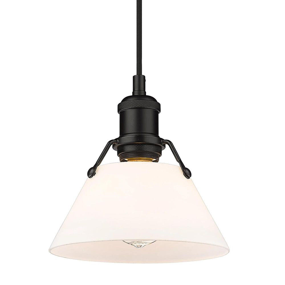 Golden Lighting Orwell 7&quot; Small Pendant with Opal Shade in Matte Black, , large