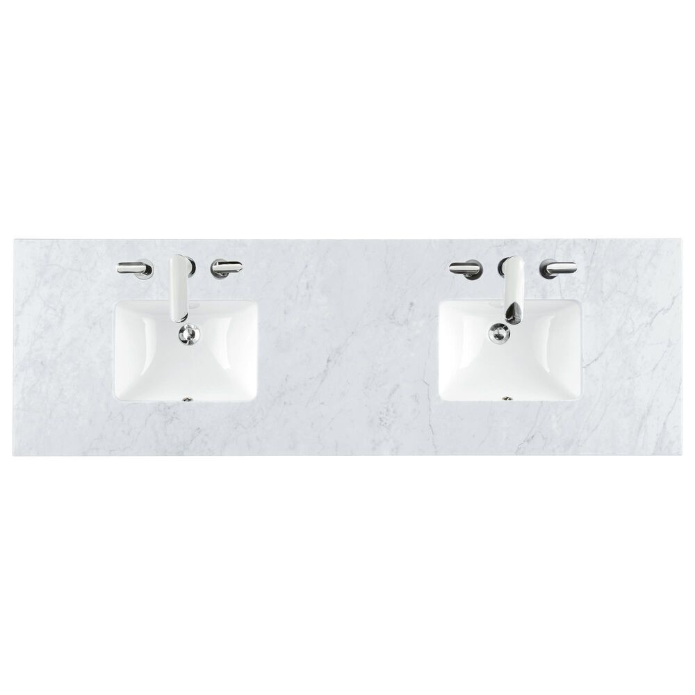 James Martin Vanities Marigot Single 72&quot; Double Vanity in Sun-washed Oak with 3 cm Carrara White Marble Top, , large