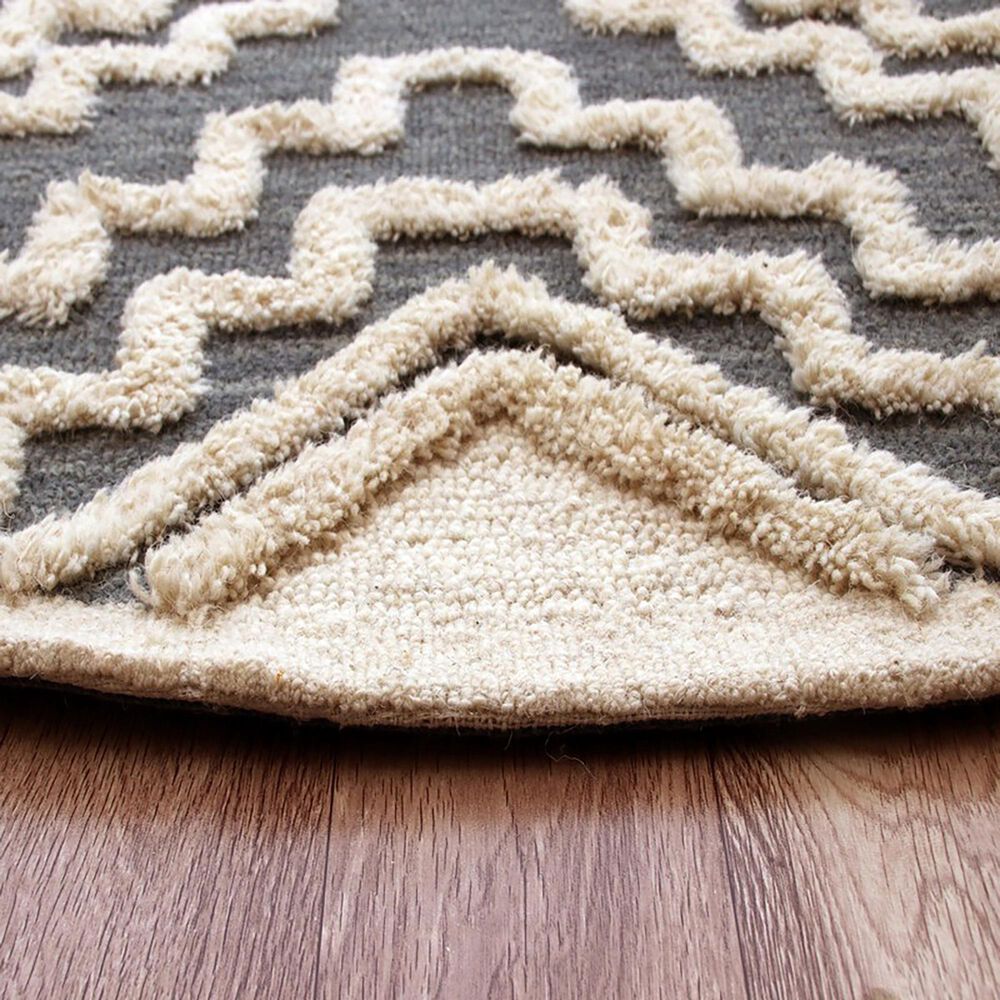 L&amp;R Resources Sinuous Scandinavian 4&#39; Round Gray and Cream Area Rug, , large