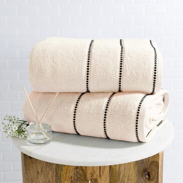 Timberlake Lavish Home Zero Twist 2-Piece Towel Set in Bone and Black, , large