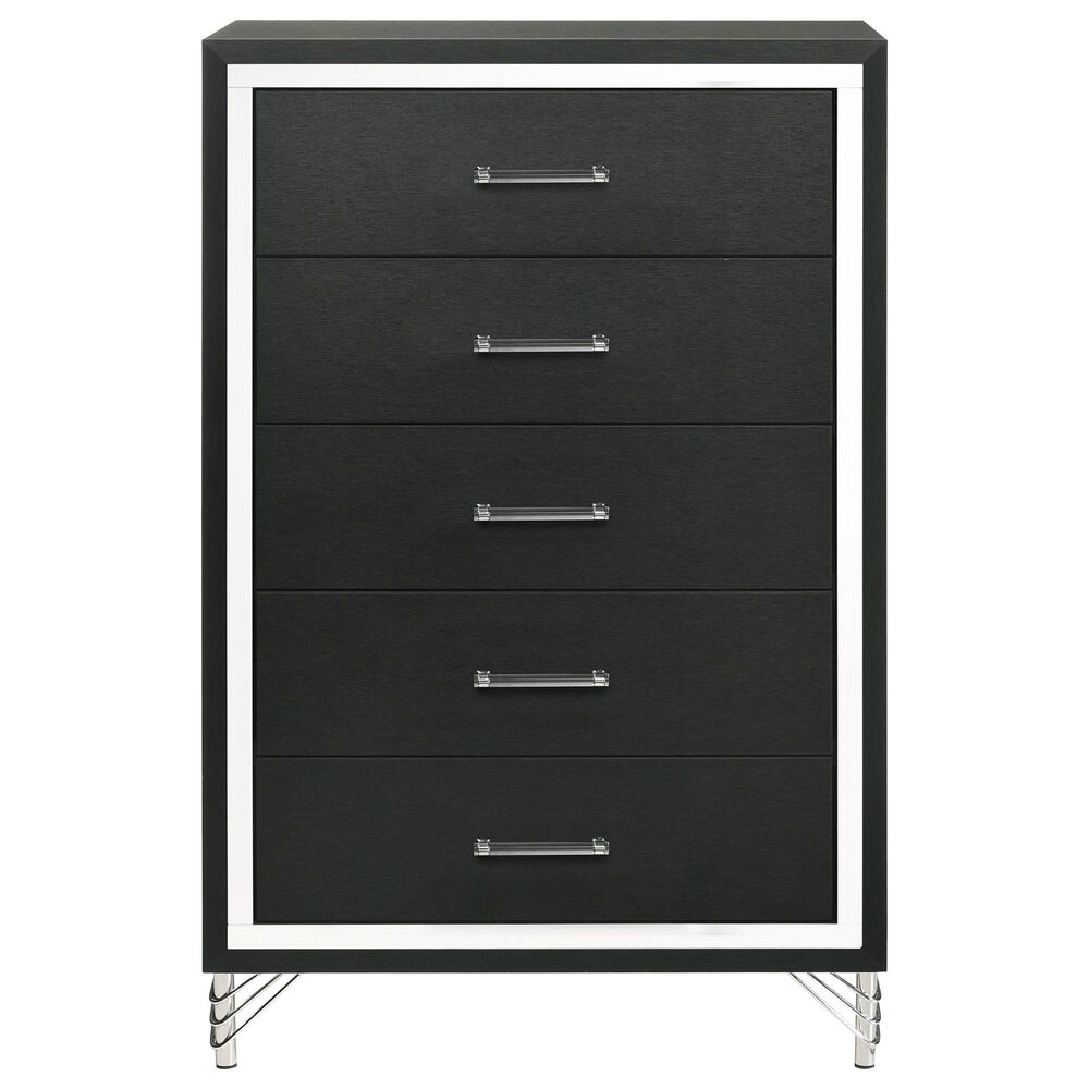 Coaster Tisdall and Lucia 5-Piece Eastern King Bedroom Set in Black and Chrome, , large