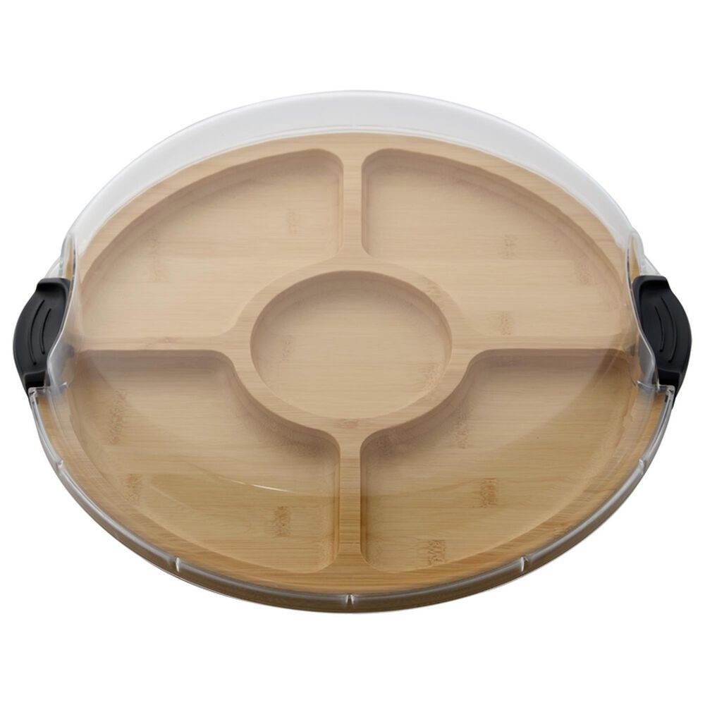 Lifetime Brands Build-a-Board 5-Section Bamboo Cutting Board with Locking Lid in Natural and Clear, , large