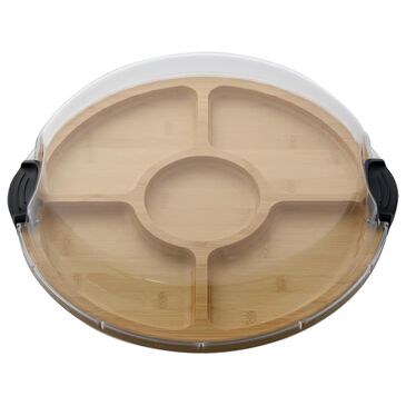 Lifetime Brands Build-a-Board 5-Section Bamboo Cutting Board with Locking Lid in Natural and Clear, , large