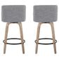 LumiSource Toriano Swivel Counter Stool with Cream Noise Fabric Upholstery in Whitewashed and Black (Set of 2), , large