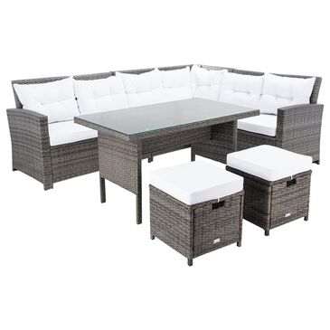 Safavieh Hantom 7-Piece Patio Living Set in Grey Brown, , large