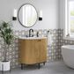 James Martin Vanities Bellamy 36" Single Bathroom Vanity in Rustic Oak with 3 cm Carrara White Marble Top and Rectangular Sink, , large