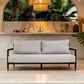 Hearth and Haven Modern Outdoor Bench Sofa with Cast Silver Cushion in Ember Black, , large