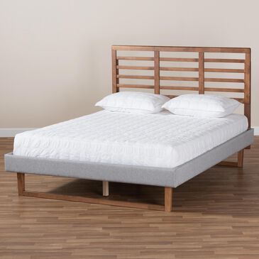 Baxton Studio Luciana King Platform Bed in Light Grey/Ash walnut, , large