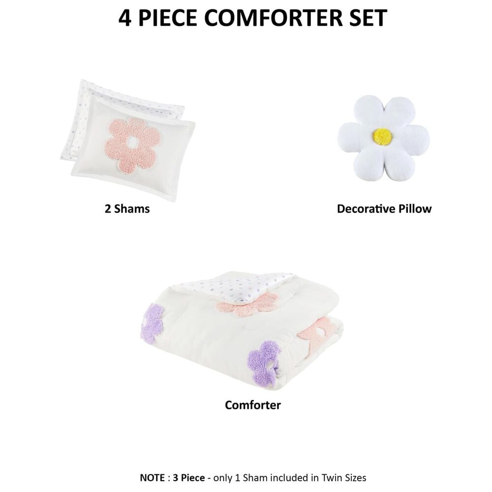 Hampton Park Gracie 3-Piece Twin Comforter Set in White and Purple, , large