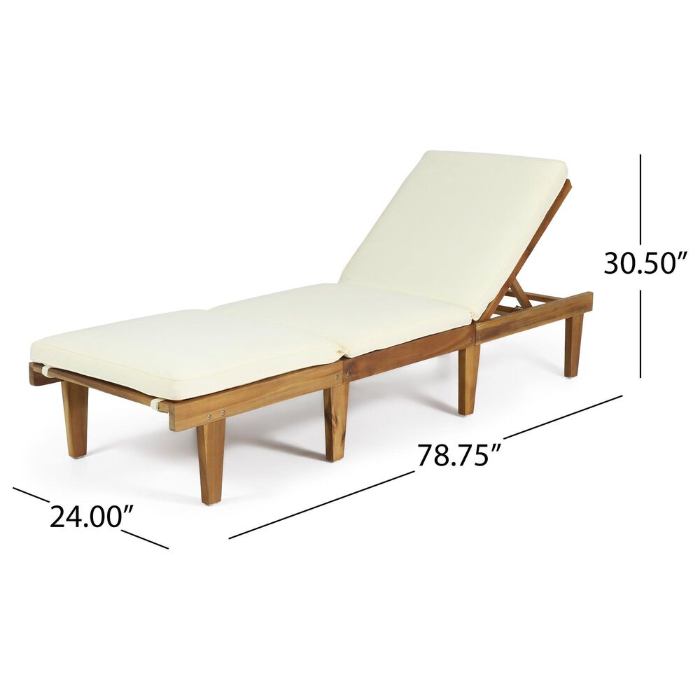 Hearth and Haven Ariana Outdoor Wood Chaise Lounge with Cushions in Teak, , large
