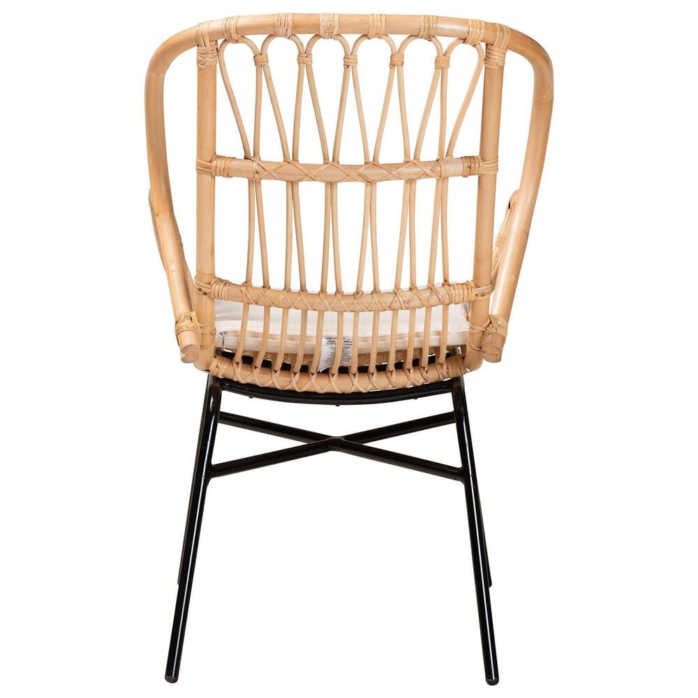 Baxton Studio Caelia Arm Chair in Black and Natural Brown, , large