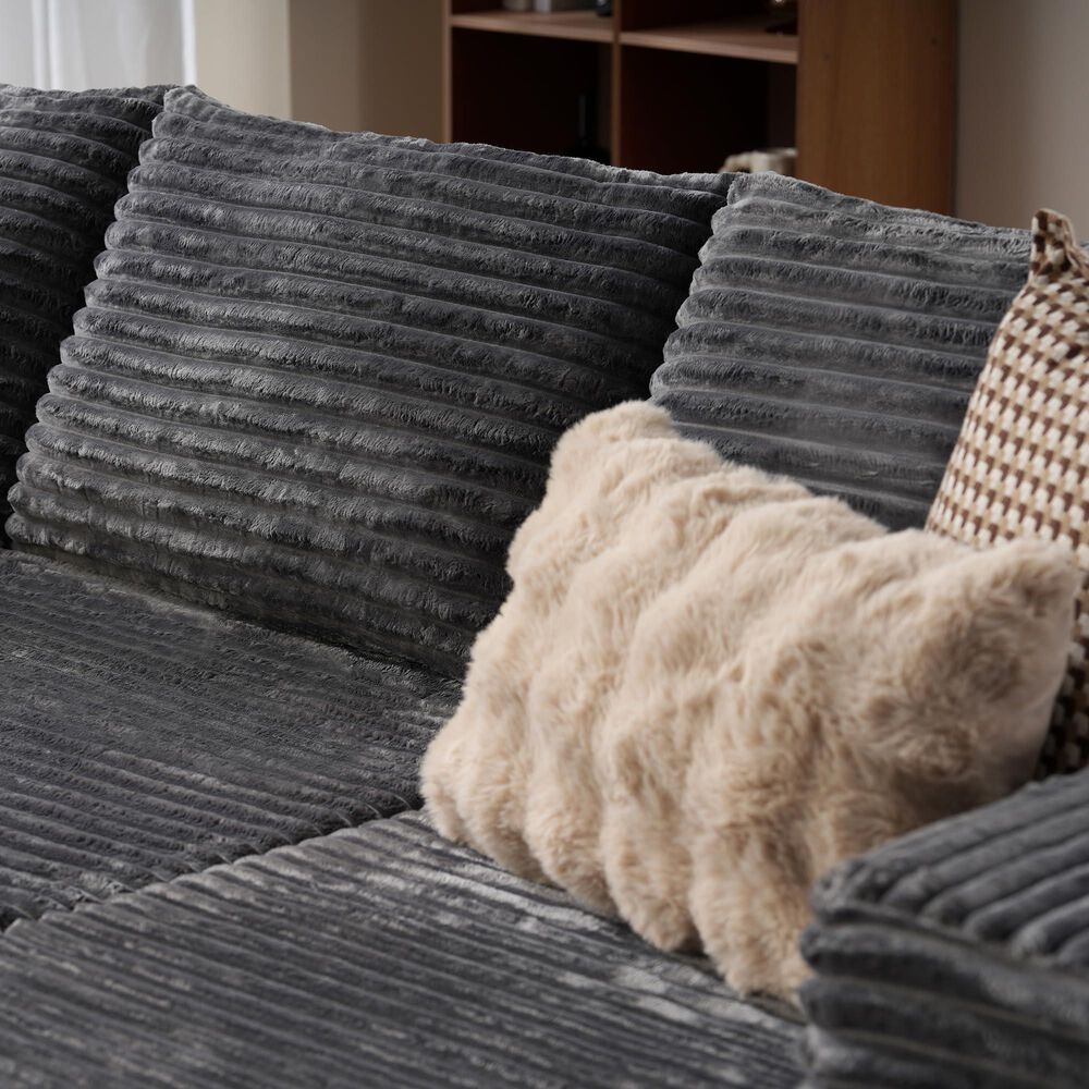 HOMLUX 104" Cloud Sectional Couch Upholstered Modular Sofa with Right L-Shape Chaise, Corduroy Fabric in Gray, , large