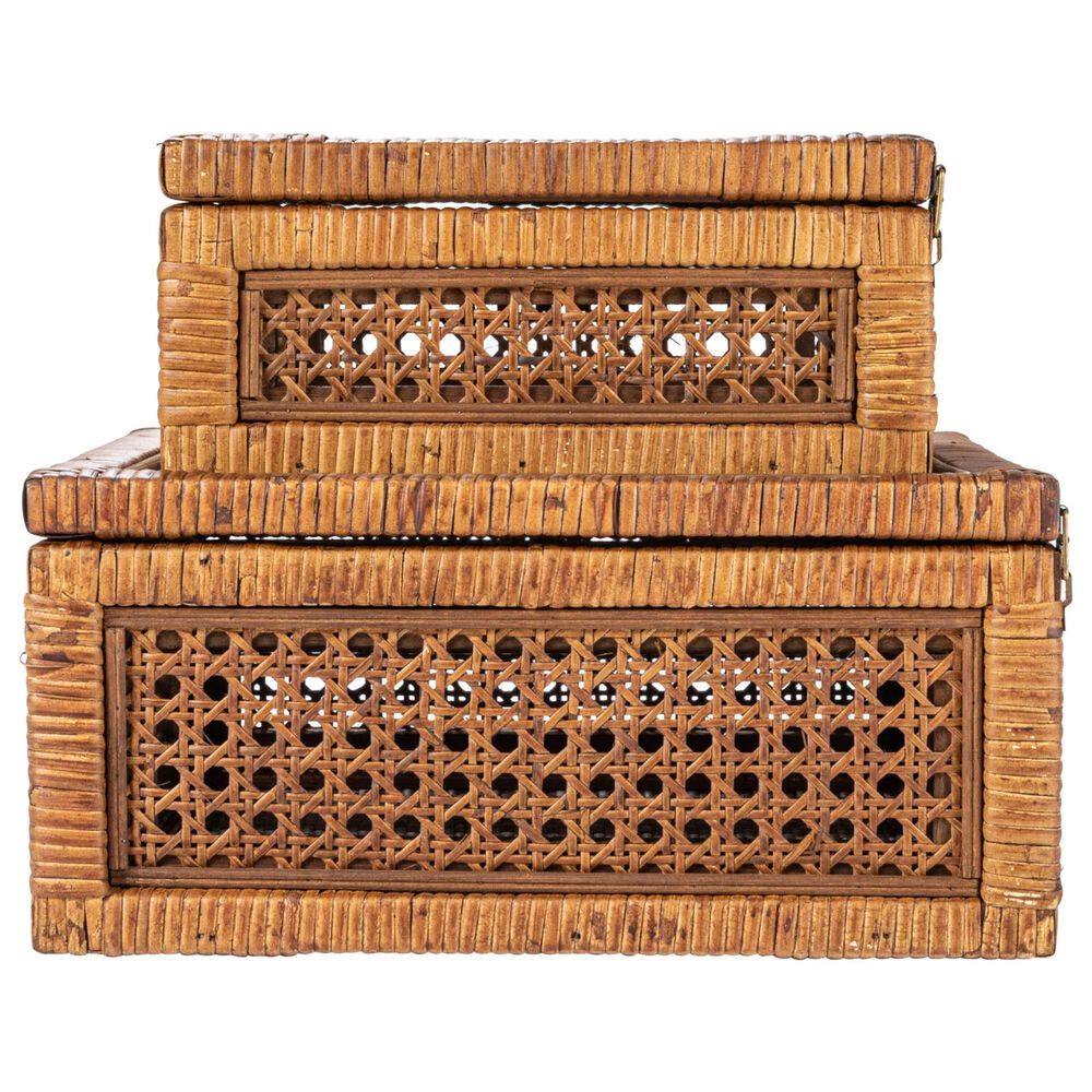 Creative Coop 2-Piece Modern Decorative Square Display Box Set in Dark Brown, , large