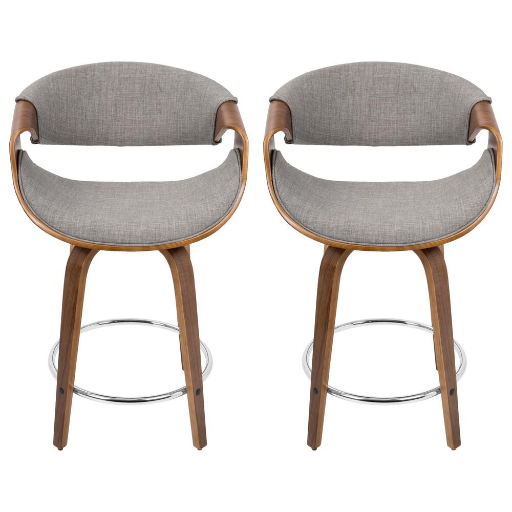 Lumisource Curvo Swivel Counter Stool in Light Grey &#40;Set of 2&#41;, , large