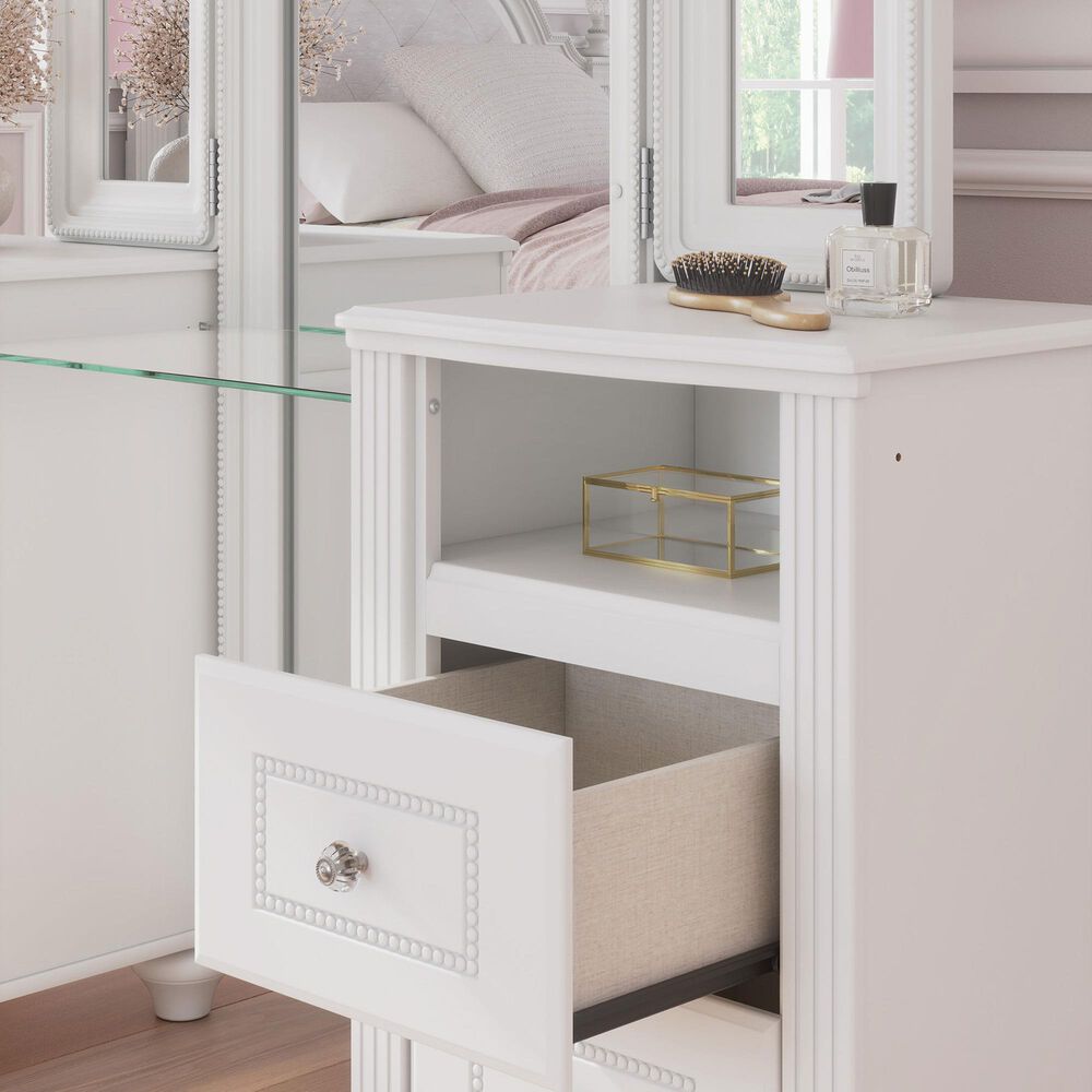 Ashley Kozlani 3-Piece Vanity Cabinet Set with Mirror and Stool in Matte White, , large