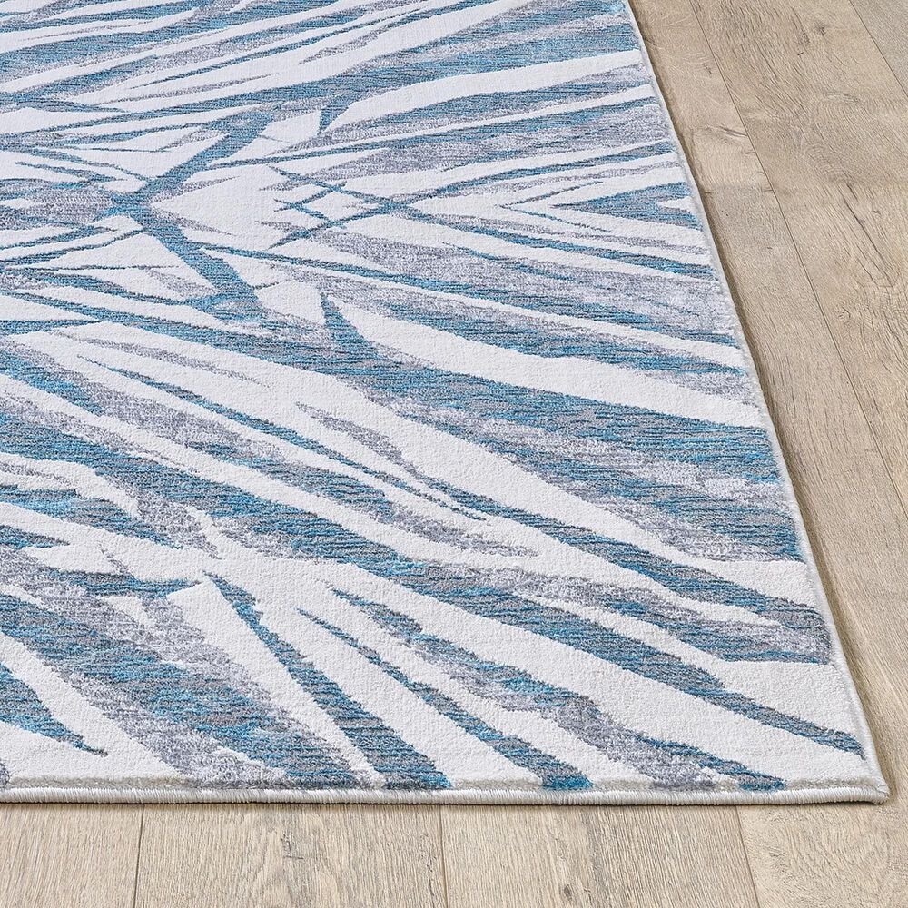 Kas Oriental Rugs Luna Illusions 3&#39;3&quot; x 4&#39;11&quot; Ivory and Blue Area Rug, , large